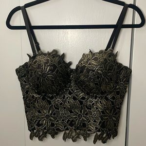 Floral bralette crop top | black gold floral